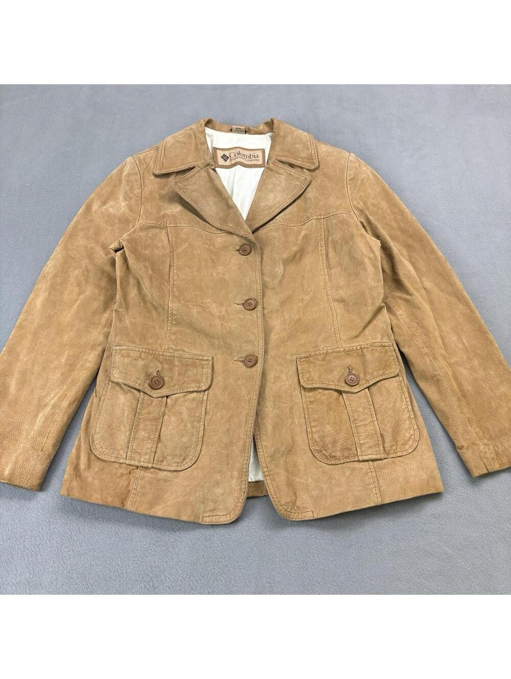 Vintage Columbia Suede Leather Jacket Women’s Size Medium Brown
